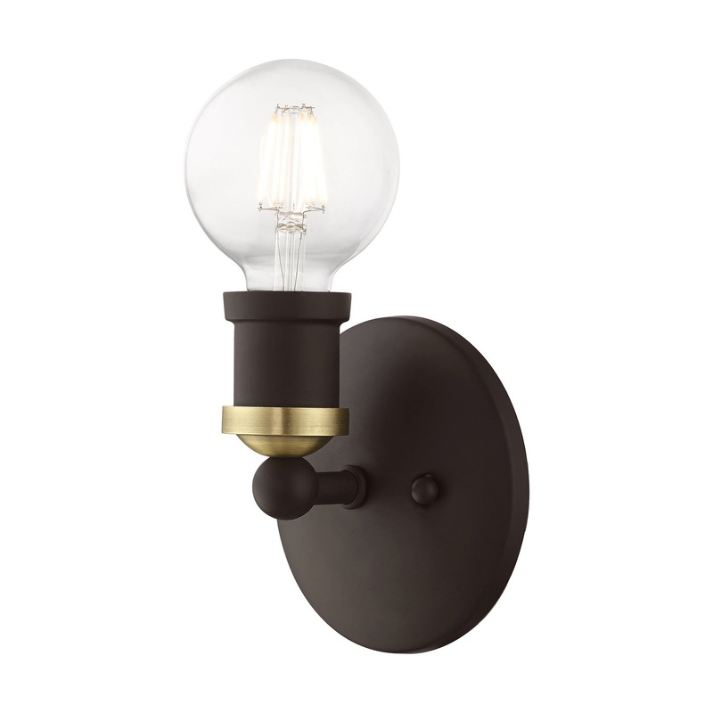 Lansdale One Light Vanity Sconce in Bronze with Antique Brass