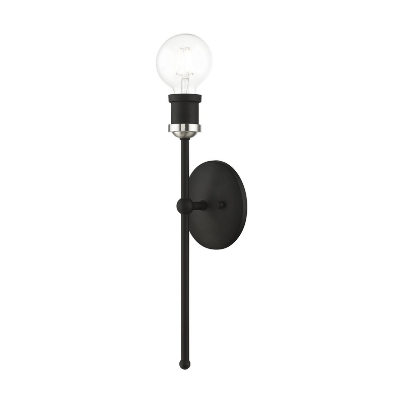 Lansdale One Light Wall Sconce in Black with Brushed Nickel