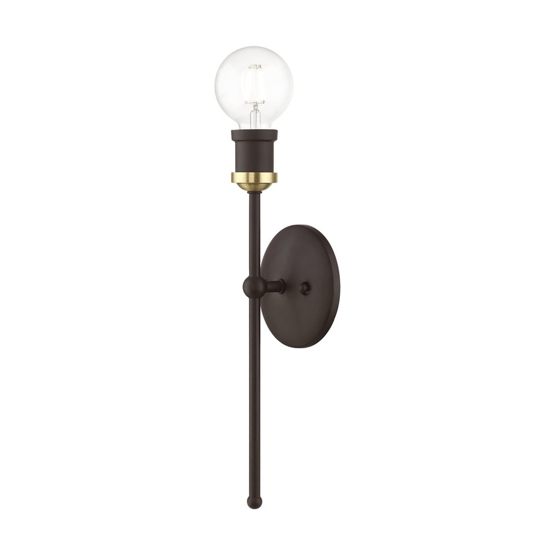 Lansdale One Light Wall Sconce in Bronze with Antique Brass