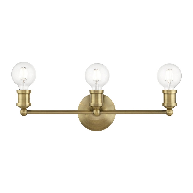 Lansdale Three Light Vanity Sconce in Antique Brass