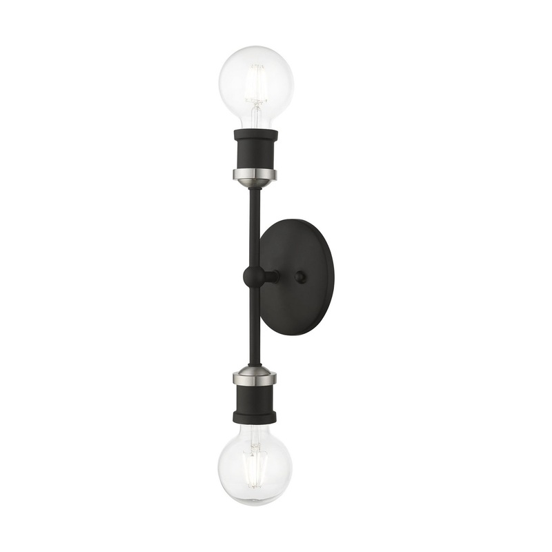 Lansdale Two Light Vanity Sconce in Black with Brushed Nickel