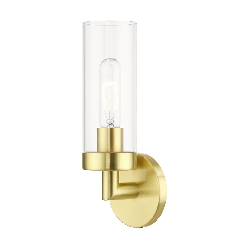 Ludlow One Light Wall Sconce in Satin Brass
