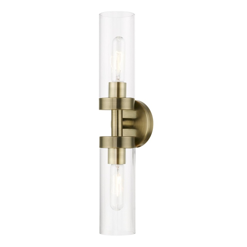 Ludlow Two Light Vanity Sconce in Antique Brass