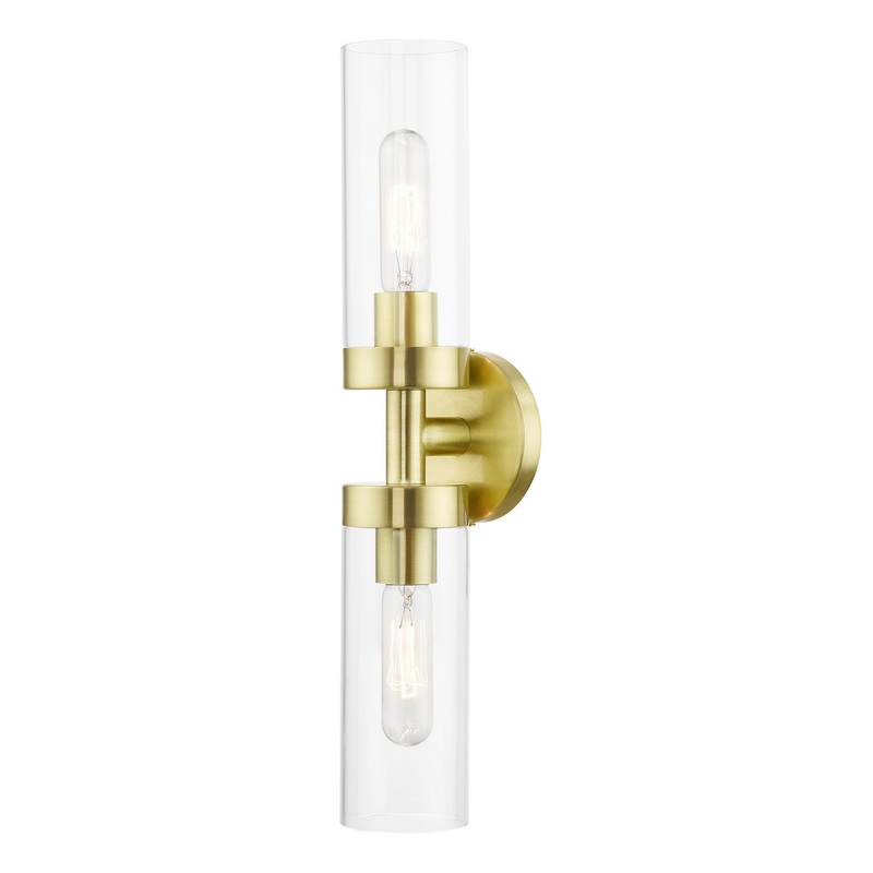 Ludlow Two Light Vanity Sconce in Satin Brass