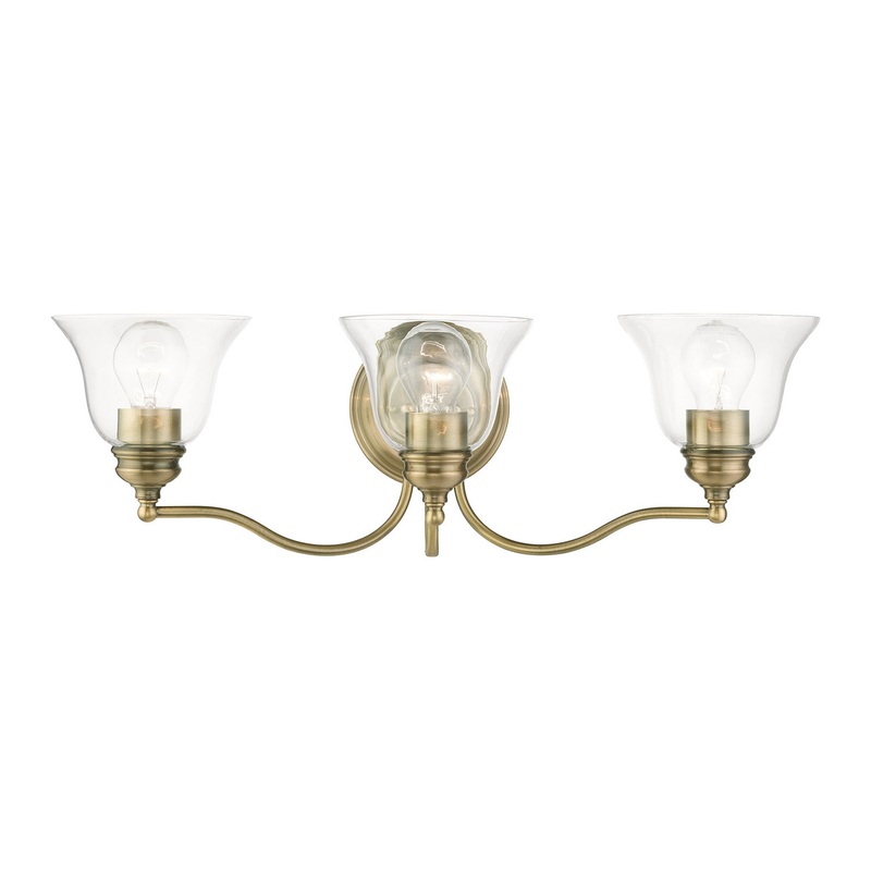 Moreland Three Light Vanity Sconce in Antique Brass