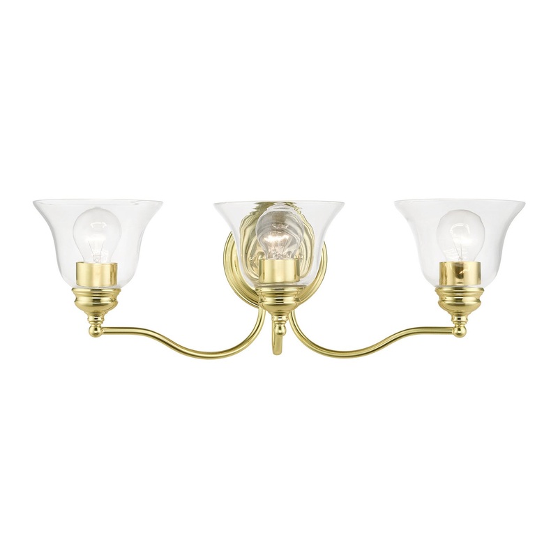 Moreland Three Light Vanity Sconce in Polished Brass