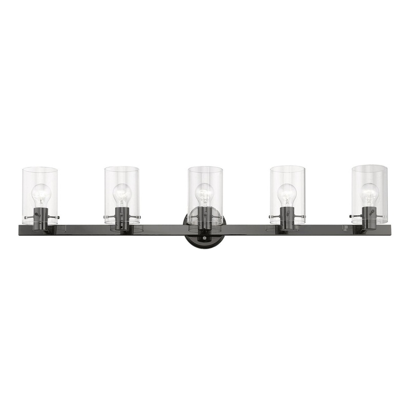 Munich Five Light Vanity Sconce in Black Chrome