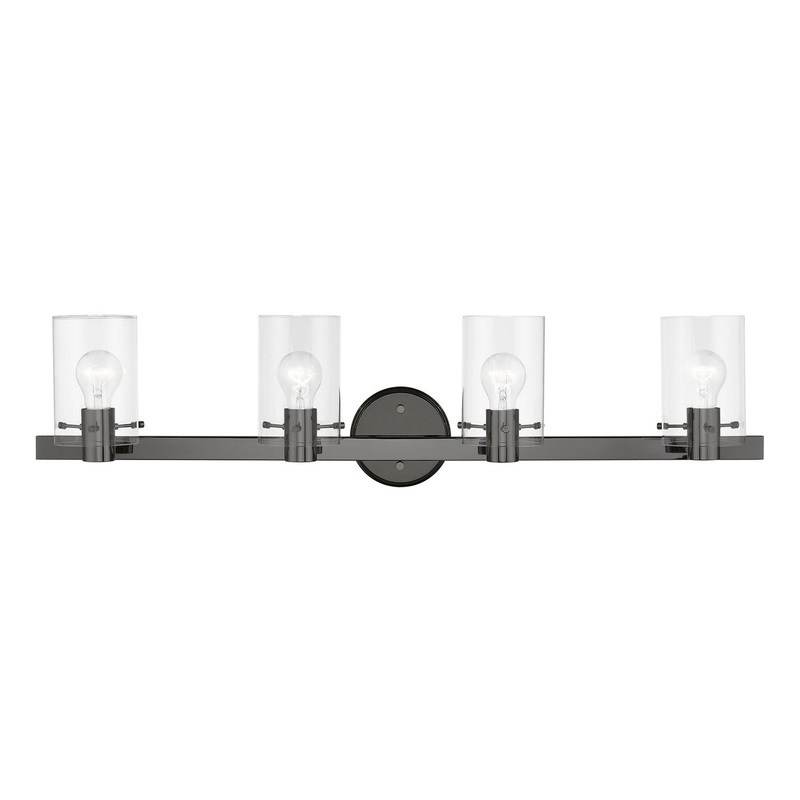 Munich Four Light Vanity Sconce in Black Chrome