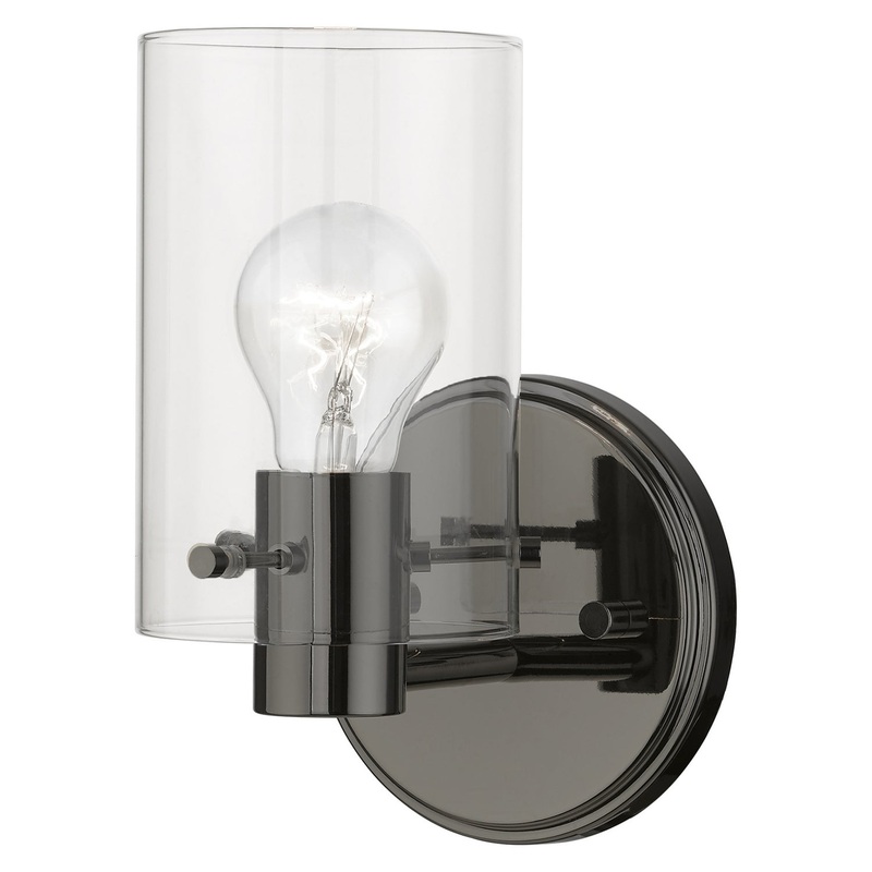 Munich One Light Wall Sconce in Black Chrome
