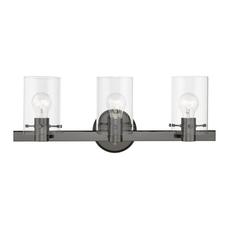 Munich Three Light Vanity Sconce in Black Chrome