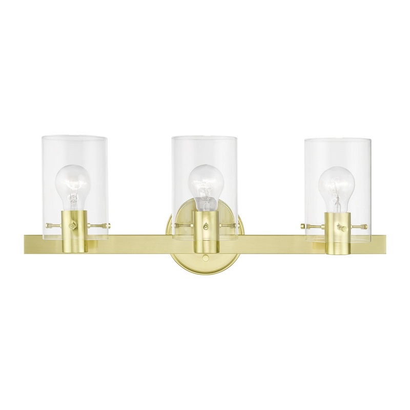 Munich Three Light Vanity Sconce in Satin Brass