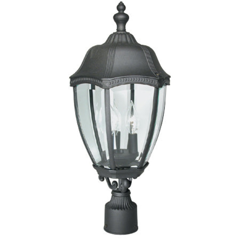 Roseville Three Light Post Mount in Black