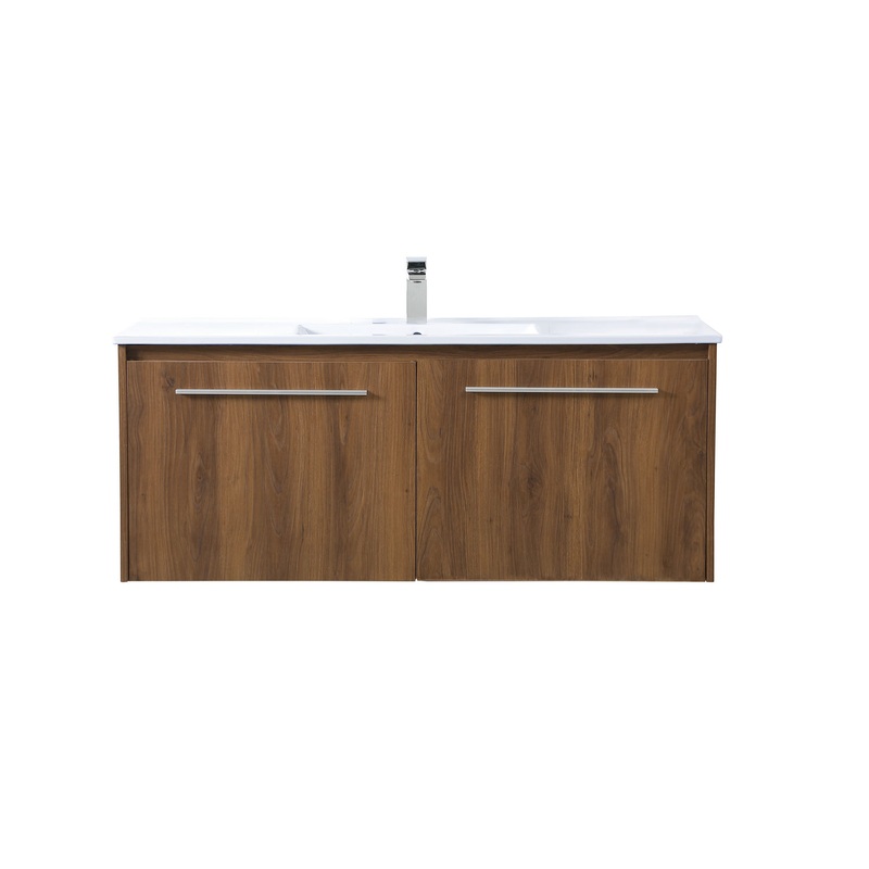 Tessa Single Bathroom Floating Vanity in Walnut Brown