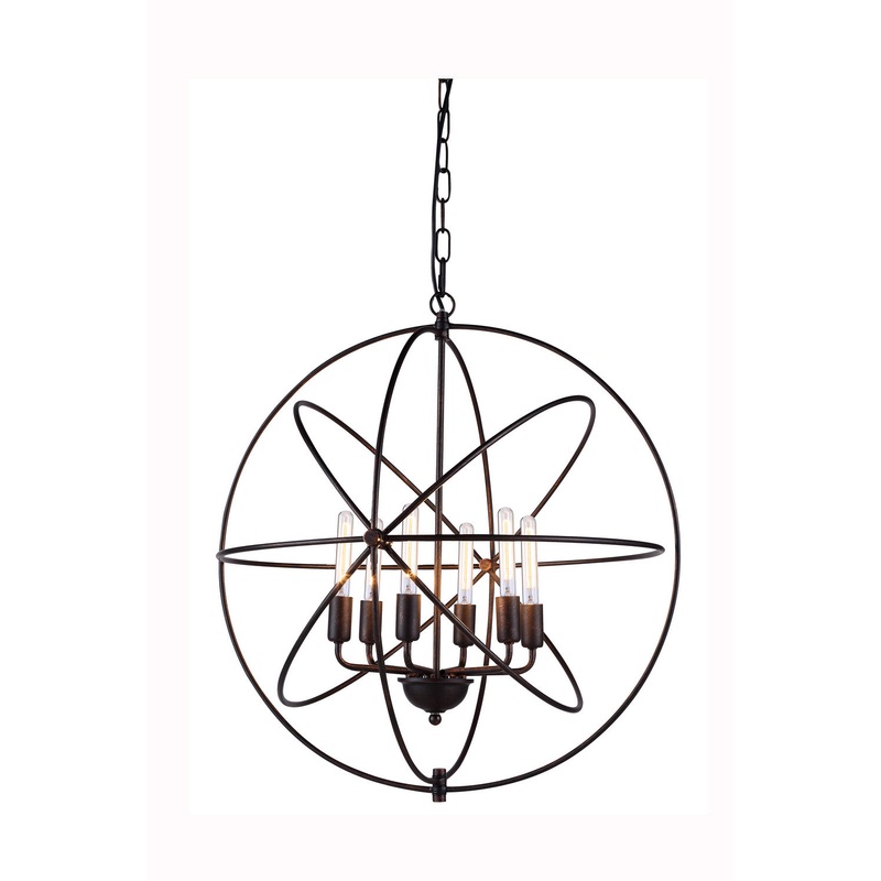 Vienna Six Light Pendant in Dark Bronze