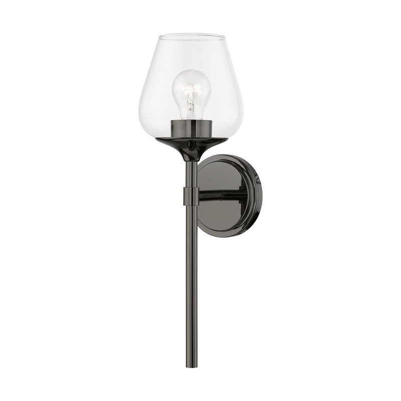 Willow One Light Vanity Sconce in Black Chrome