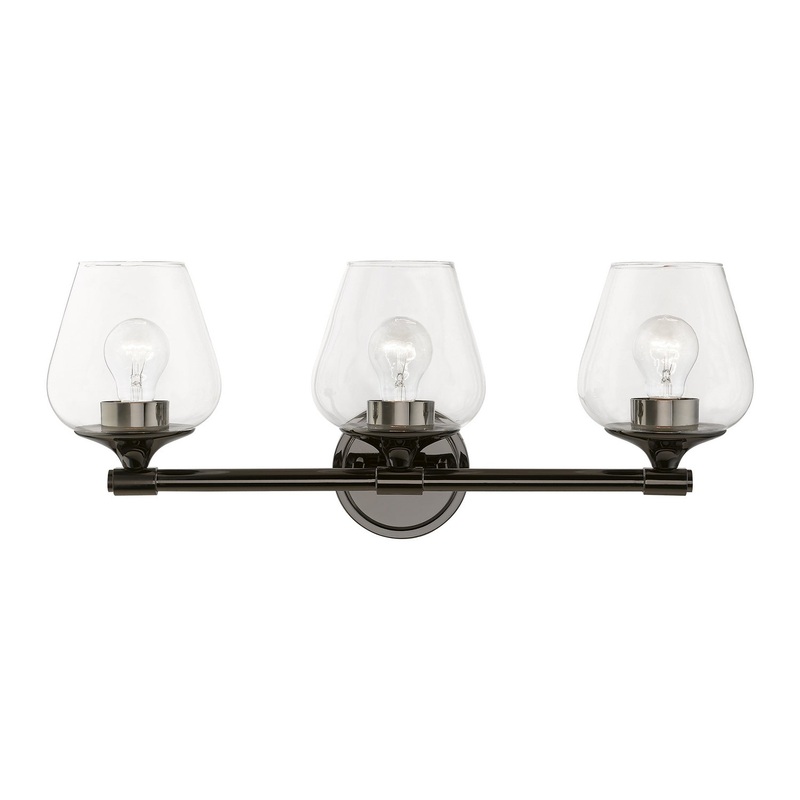 Willow Three Light Vanity Sconce in Black Chrome