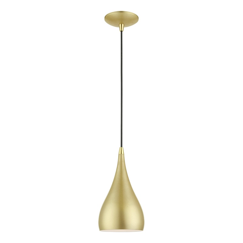 Amador One Light Mini Pendant in Soft Gold with Polished Brass