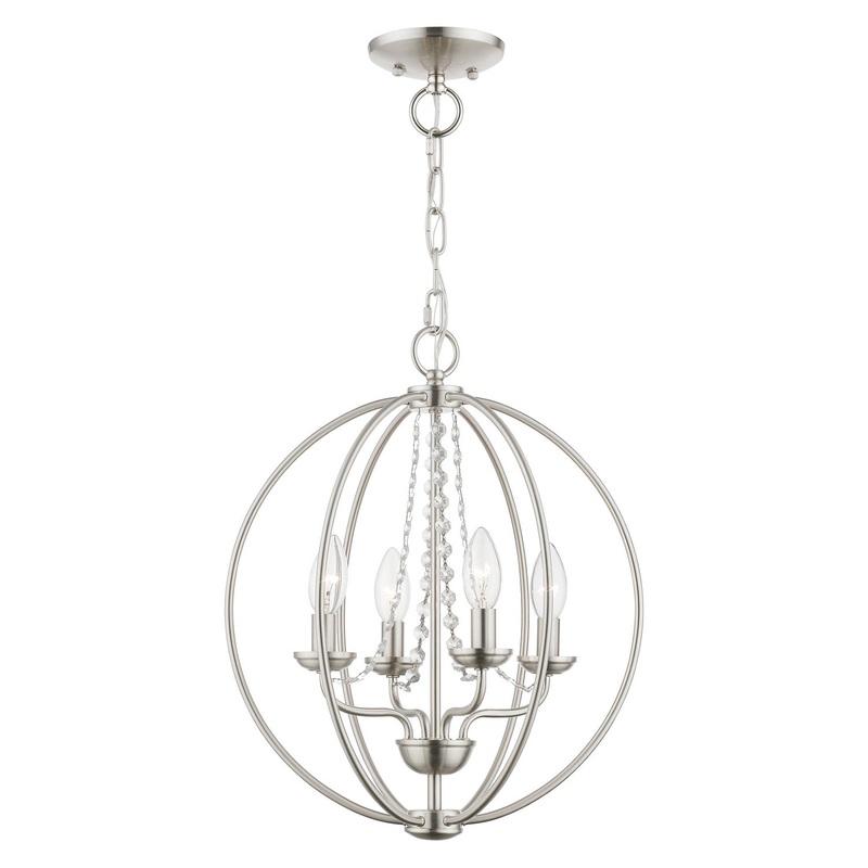 Arabella Four Light Convertible Chandelier/ Semi-Flush in Brushed Nickel