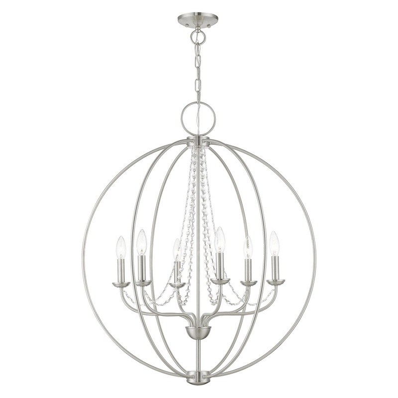 Arabella Six Light Pendant Chandelier in Brushed Nickel