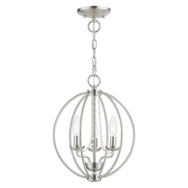 Arabella Three Light Convertible Mini Chandelier/ Semi-Flush in Brushed Nickel