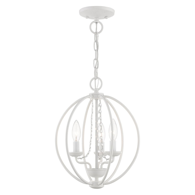 Arabella Three Light Convertible Mini Chandelier/ Semi-Flush in White