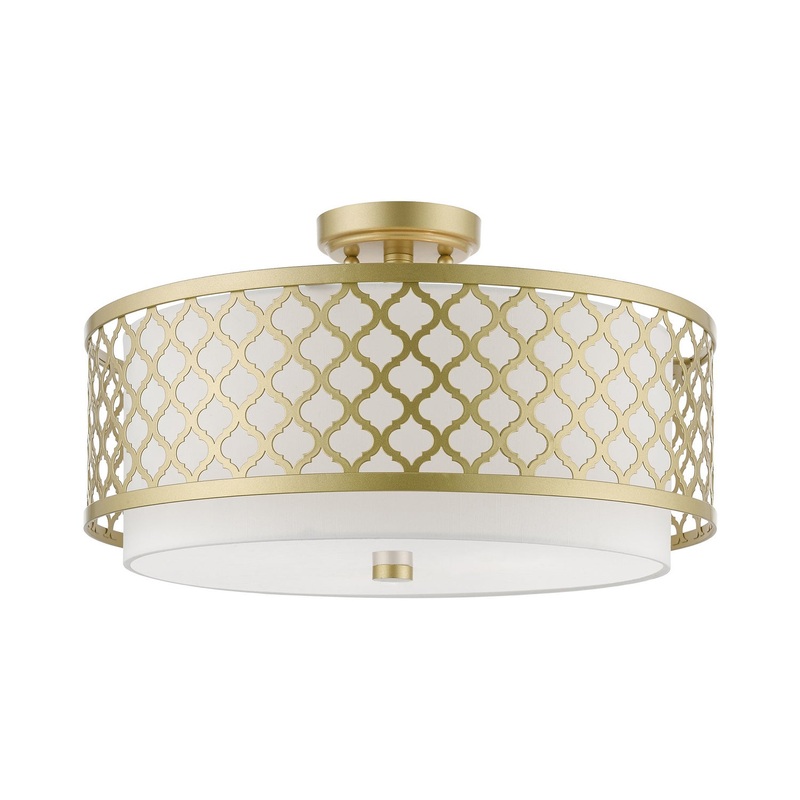 Arabesque Three Light Semi-Flush Mount in Soft Gold