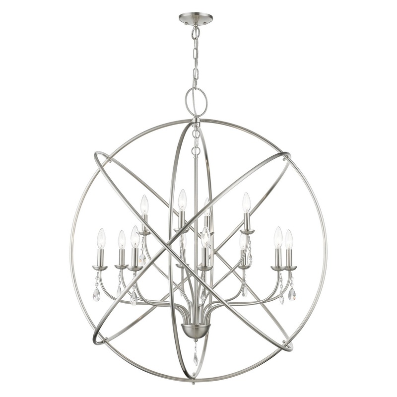 Aria 12 Light Foyer Chandelier in Brushed Nickel