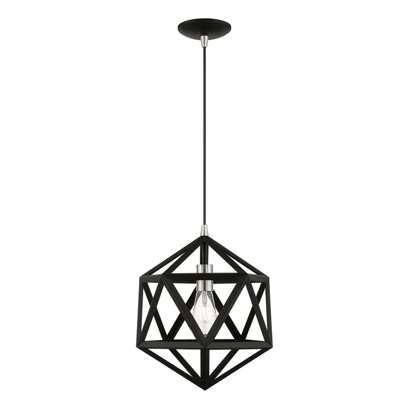 Ashland One Light Pendant in Black with Brushed Nickel