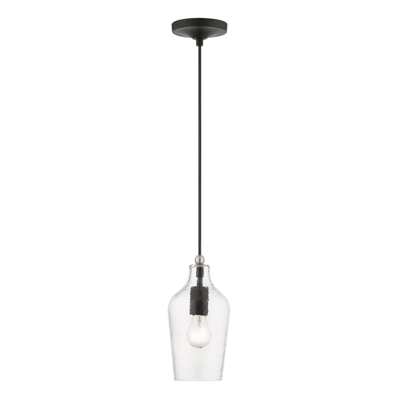Avery One Light Mini Pendant in Black with Brushed Nickel