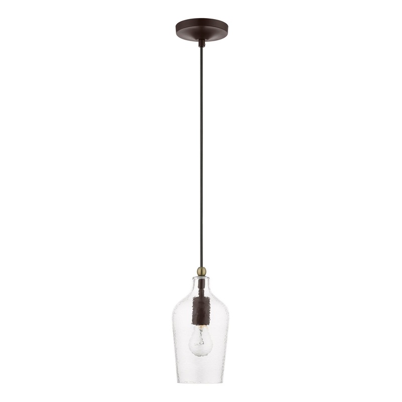 Avery One Light Mini Pendant in Bronze with Antique Brass