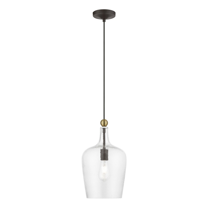 Avery One Light Pendant in Bronze with Antique Brass