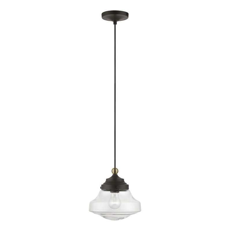 Avondale One Light Mini Pendant in Bronze with Antique Brass