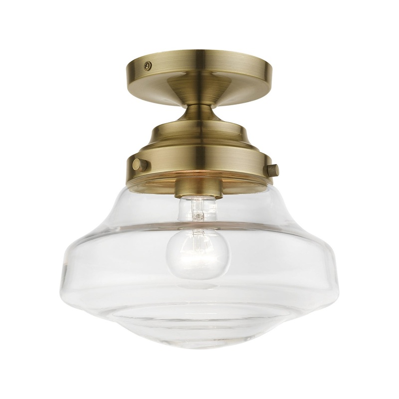 Avondale One Light Semi-Flush Mount in Antique Brass
