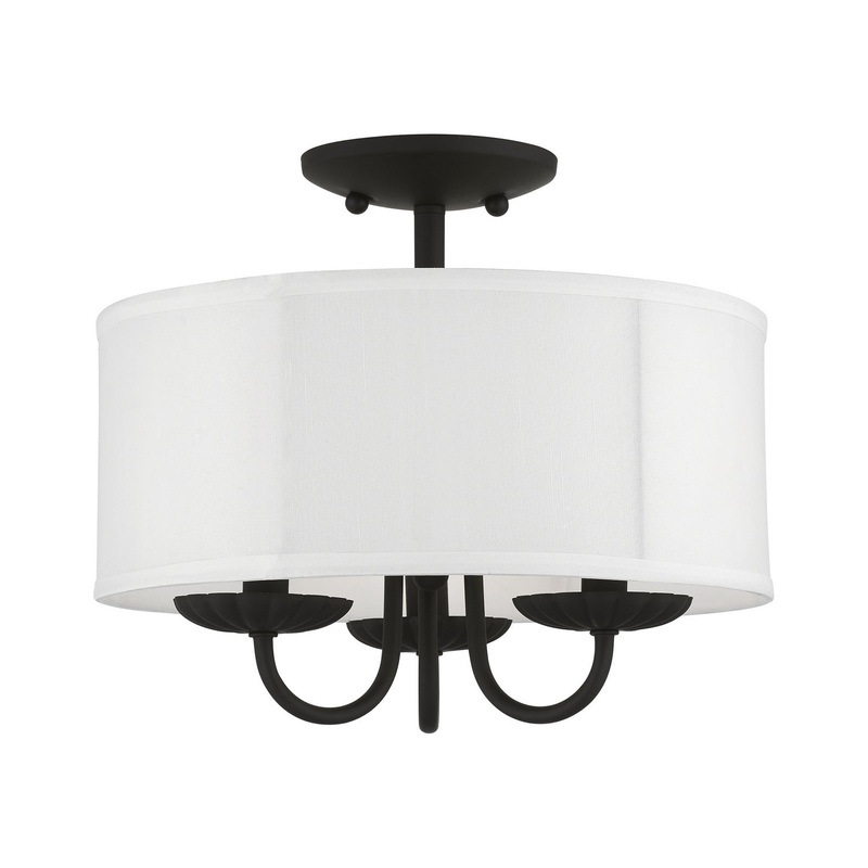 Brookdale Three Light Semi-Flush Mount in Black