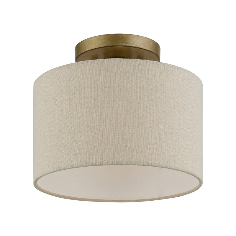 Burnett One Light Semi-Flush Mount in Antique Gold Leaf with White
