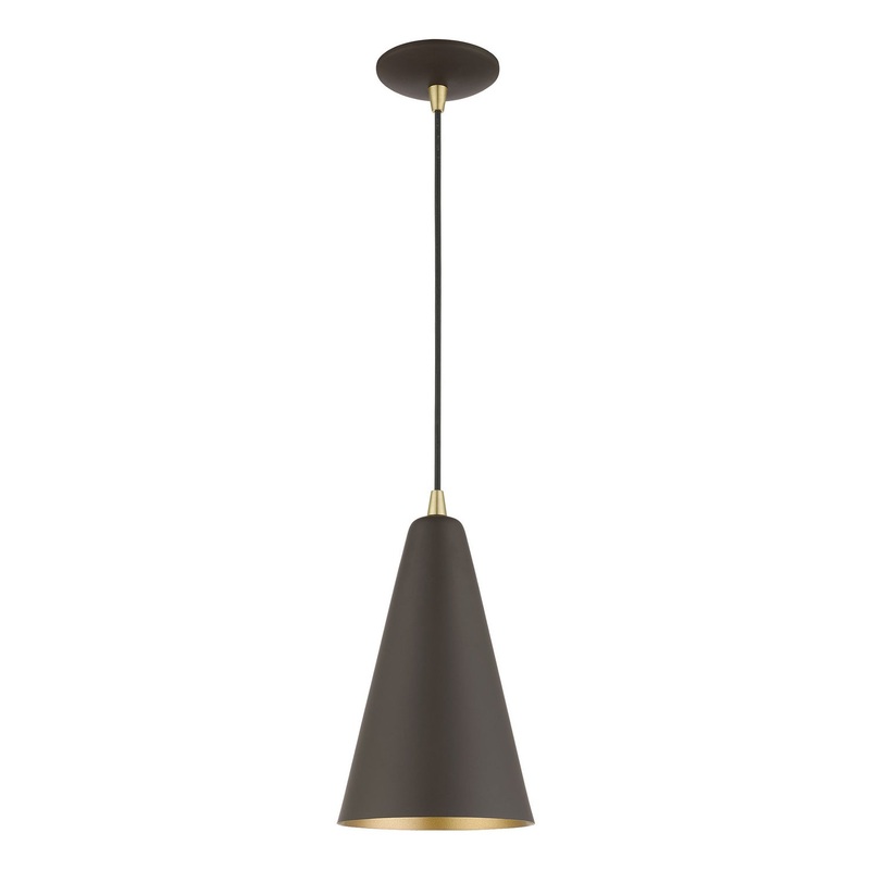 Dulce One Light Mini Pendant in Bronze with Antique Brass