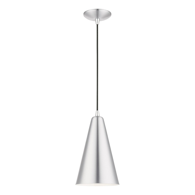 Dulce One Light Mini Pendant in Brushed Aluminum with Polished Chrome