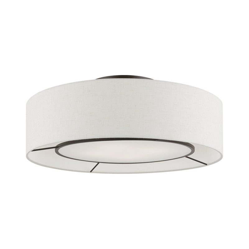 Ellsworth Four Light Semi-Flush Mount in Brushed Nickel with Shiny White