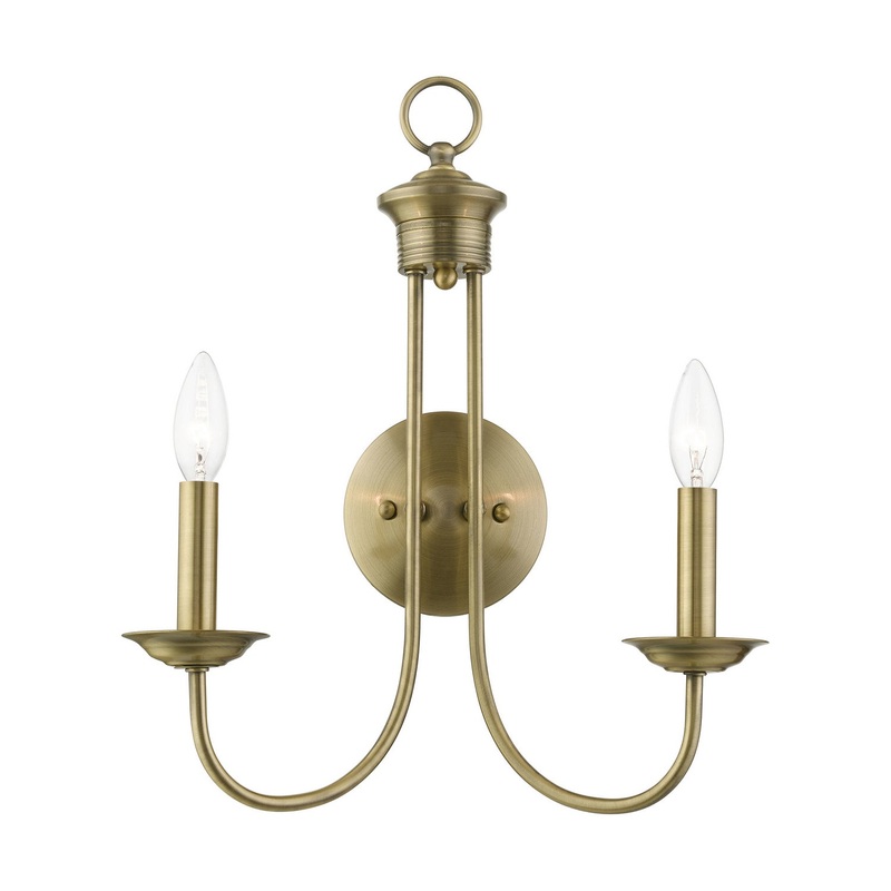Estate Two Light Wall Sconce in Antique Brass