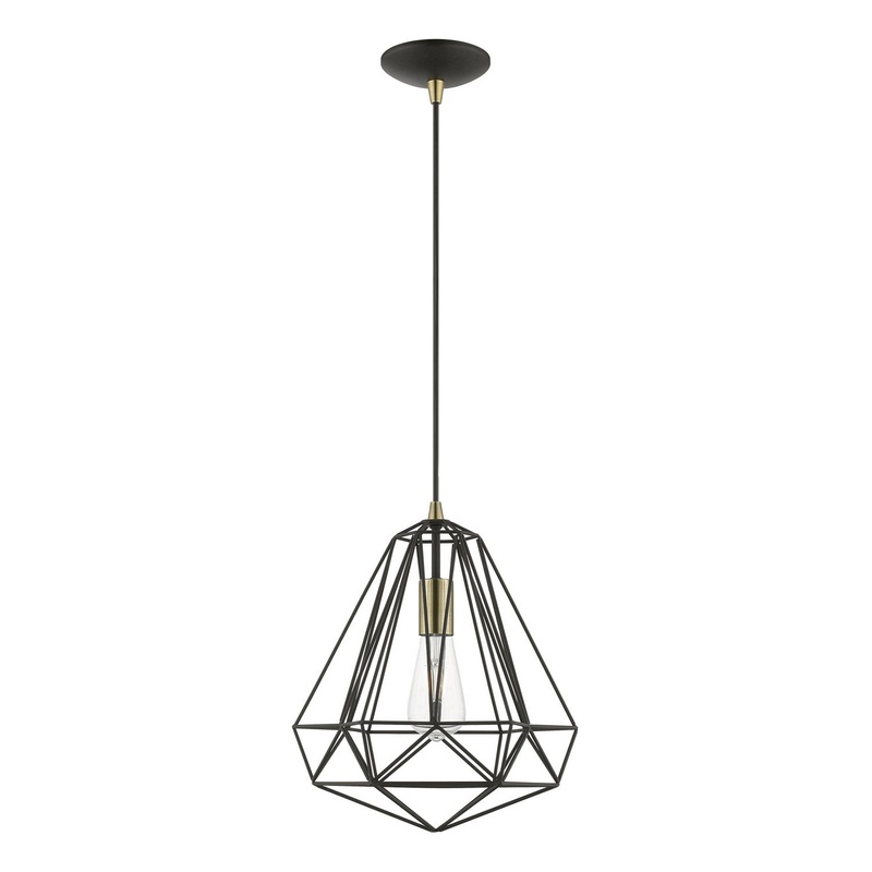 Knox One Light Pendant in Textured Black with Polished Chrome
