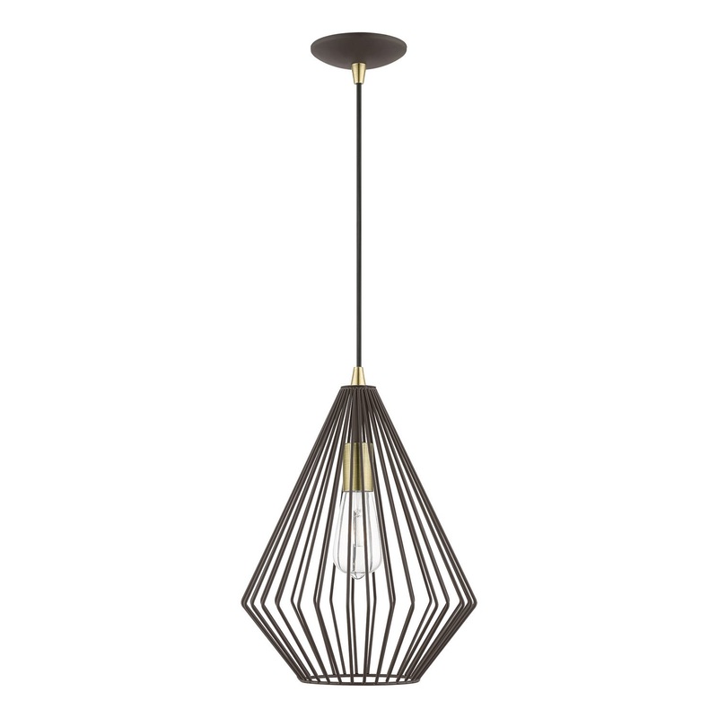 Linz One Light Pendant in Bronze with Antique Brass