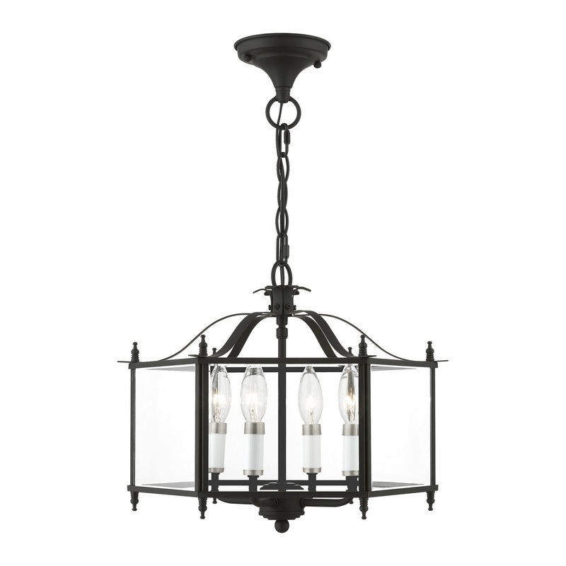 Livingston Four Light Convertible Pendant / Semi-Flush in Black with Brushed Nickel