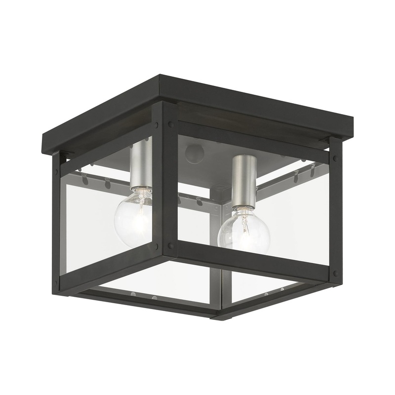 Milford Two Light Flush Mount in Black with Brushed Nickel Finish Candles