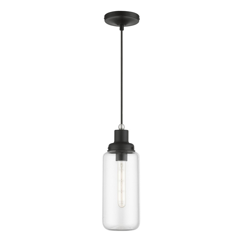Oakhurst One Light Mini Pendant in Black with Brushed Nickel