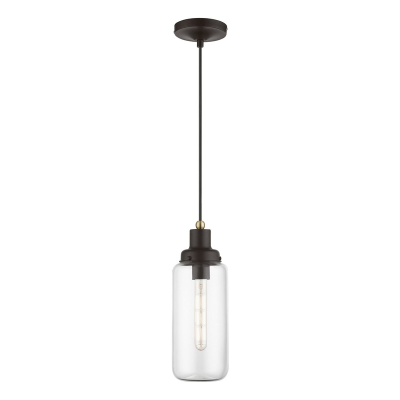 Oakhurst One Light Mini Pendant in Bronze with Antique Brass