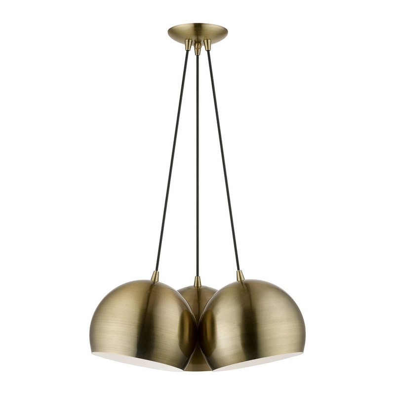 Piedmont Three Light Pendant in Antique Brass