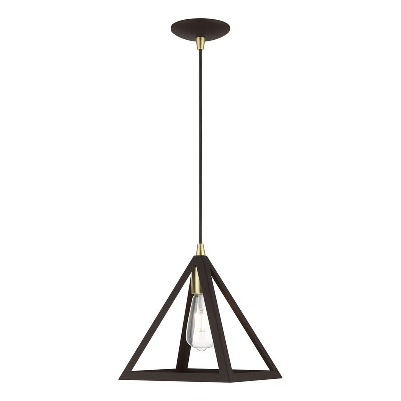 Pinnacle One Light Pendant in Bronze with Antique Brass