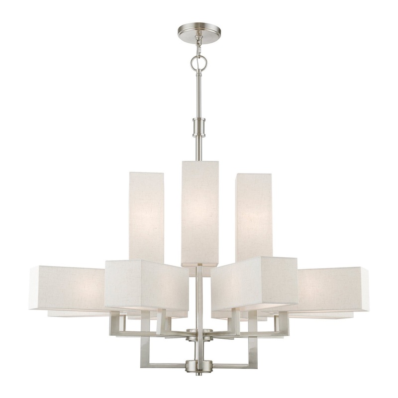 Rubix 12 Light Foyer Chandelier in Brushed Nickel