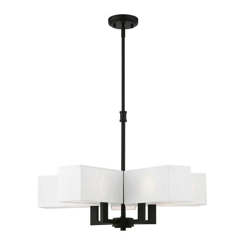 Rubix Five Light Chandelier in Satin Brass