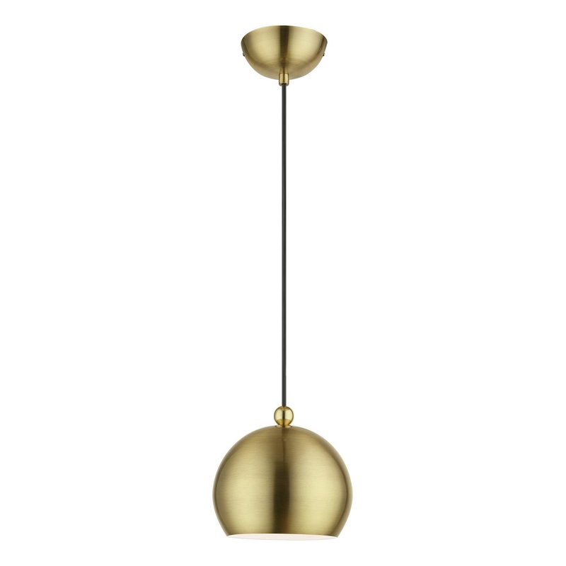Stockton One Light Mini Pendant in Antique Brass with Polished Brass
